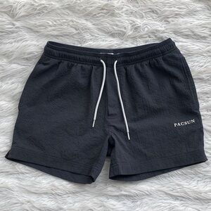 PacSun | Charcoal Gray Seersucker Swim Trunks